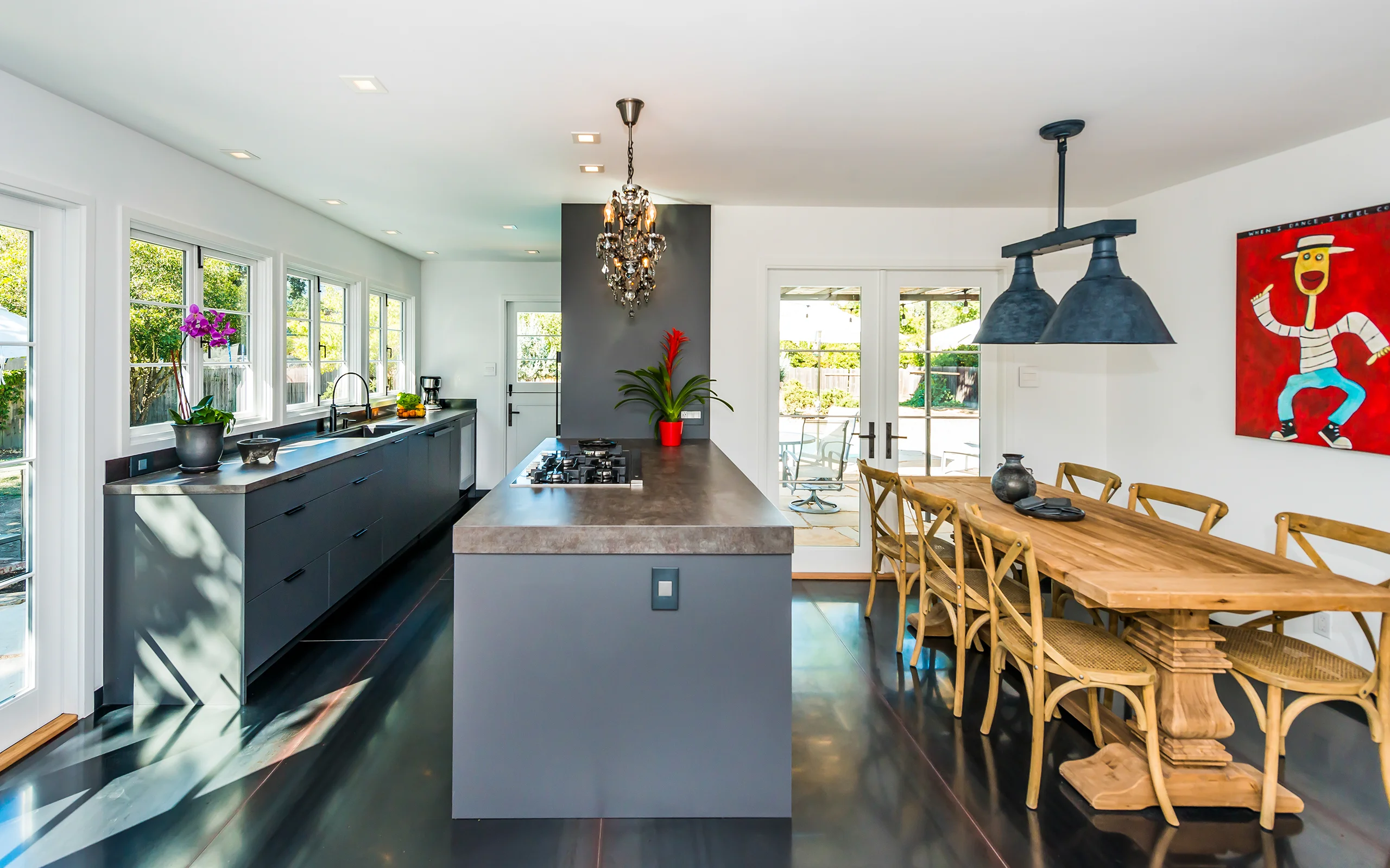 Gray modern minimalist kitchen and dining area, Danville ca 006