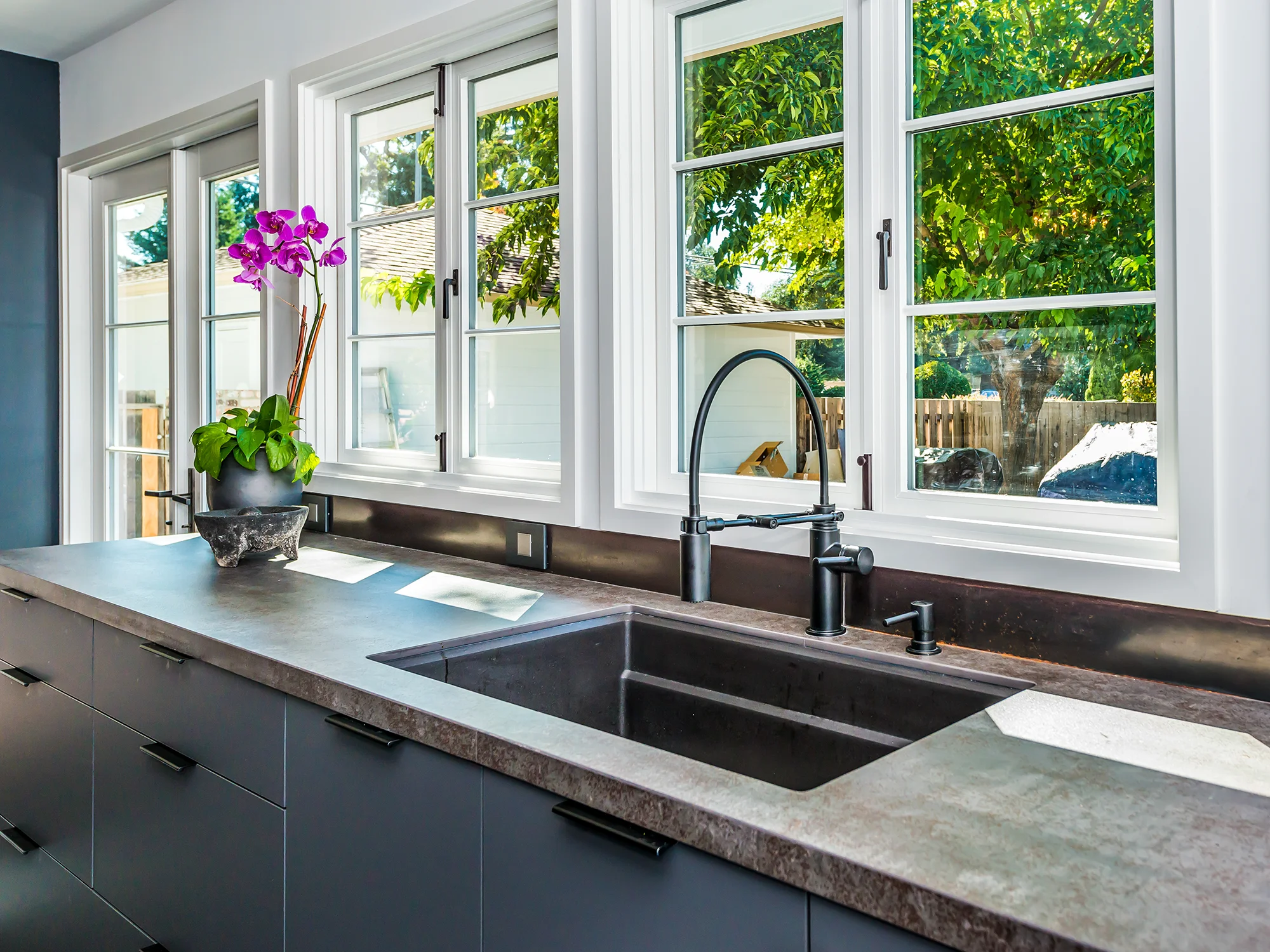 Gray modern minimalist kitchen counter and sink, Danville ca 009