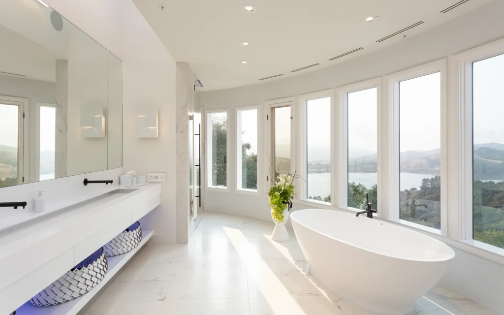 Luxury modern bathroom with view