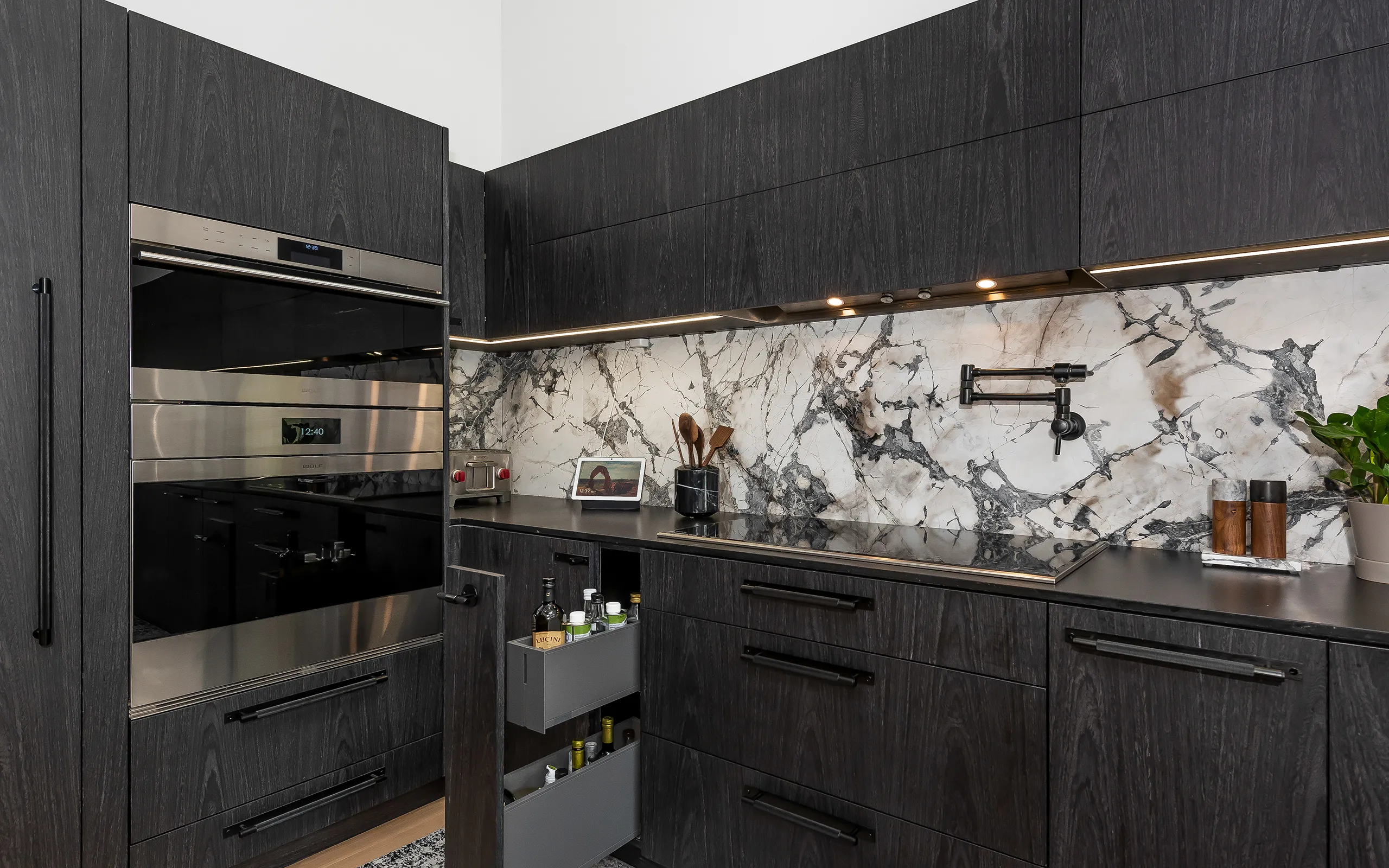 Modern dark kitchen storage, Oakland ca 021