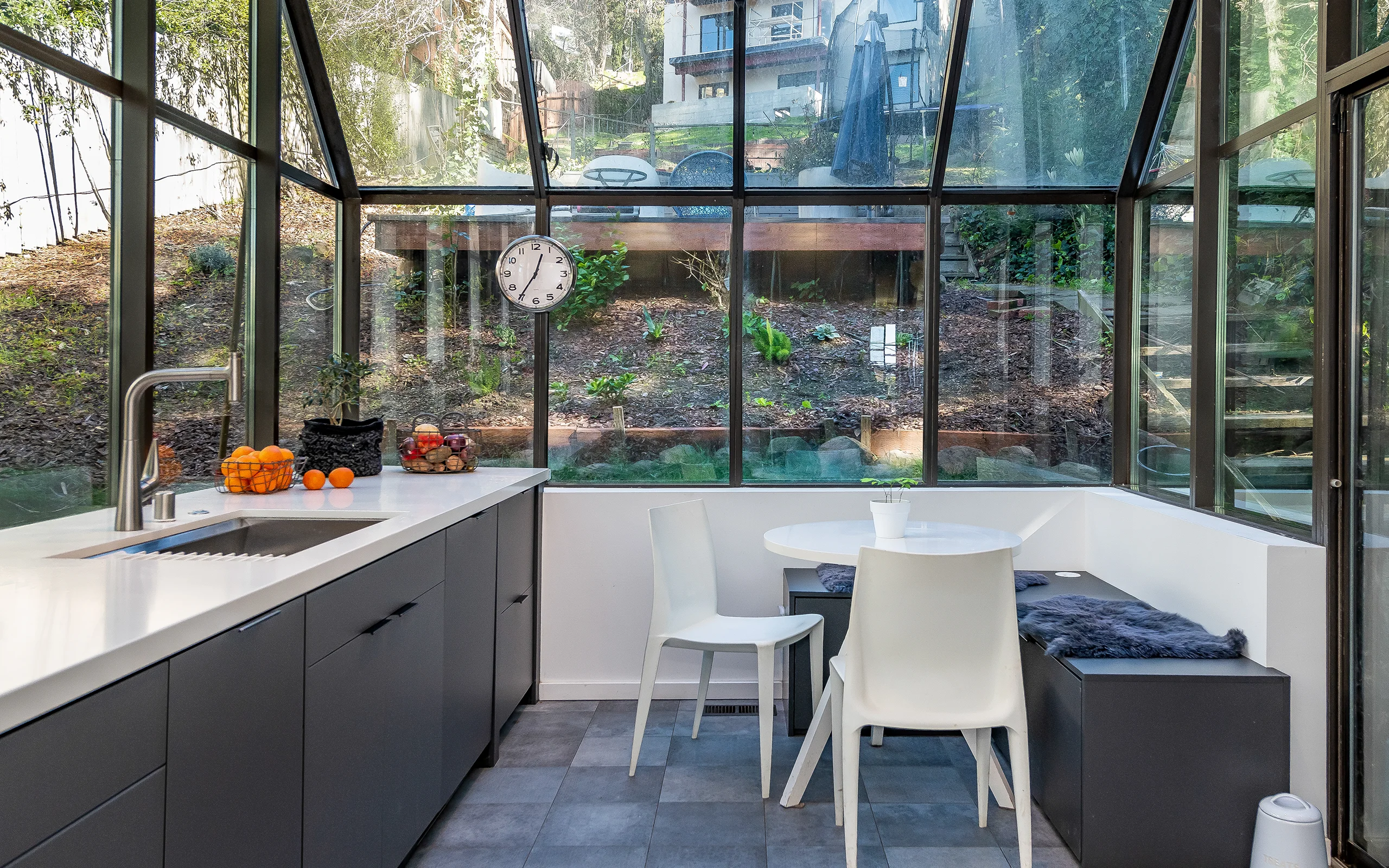 Modern kitchen with sunroom breakfast nook, Berkeley ca 022