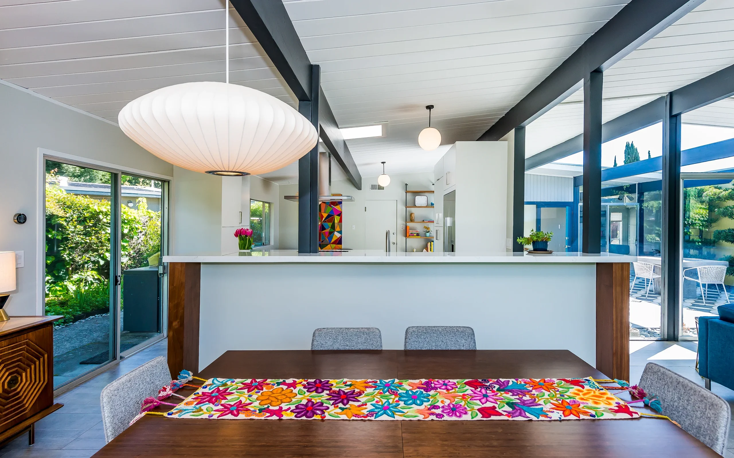 Modern minimalist kitchen view from dining area, San Rafael Eichler 018