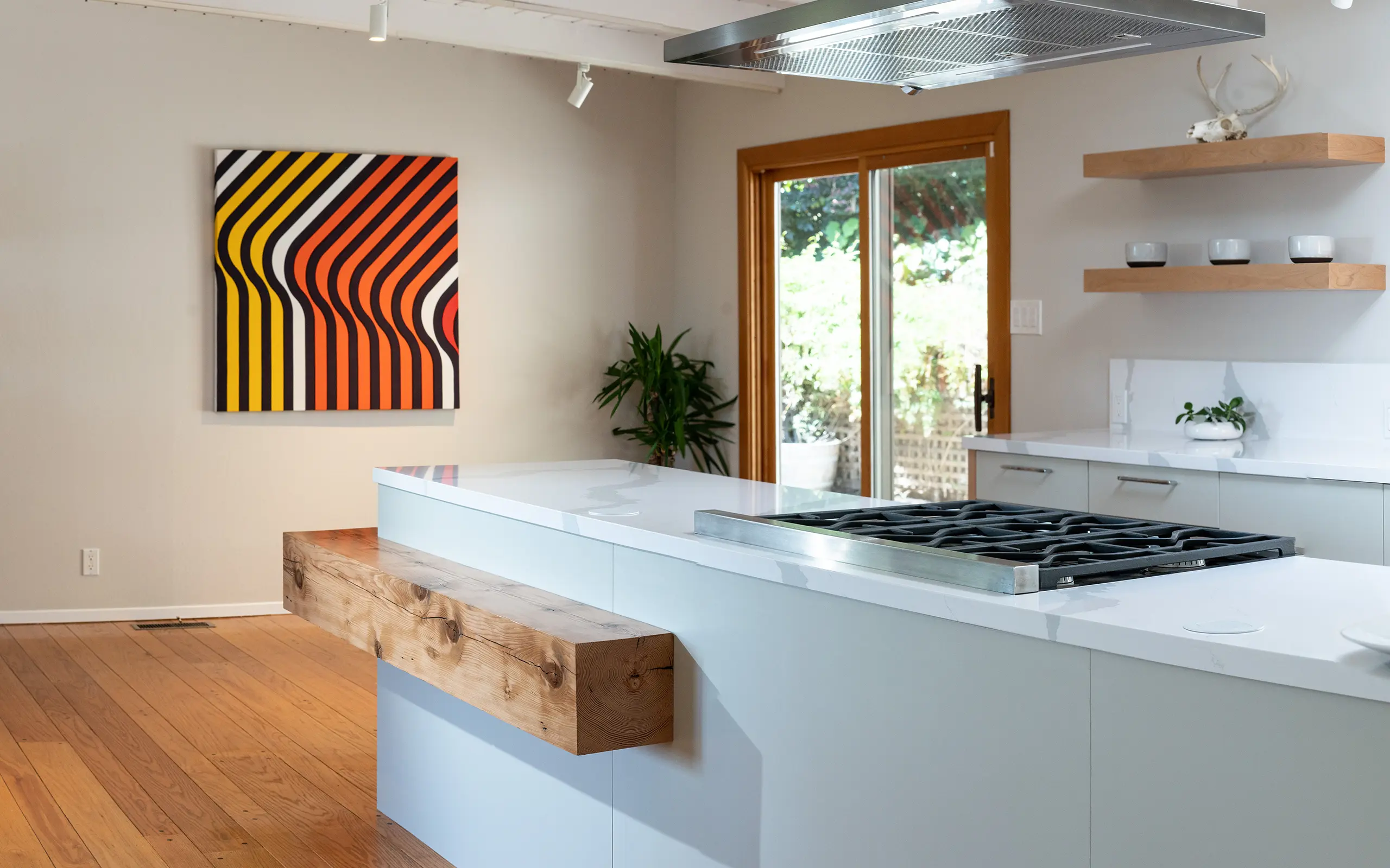 Modern minimalist white and natural alder kitchen island, Oakland ca 019