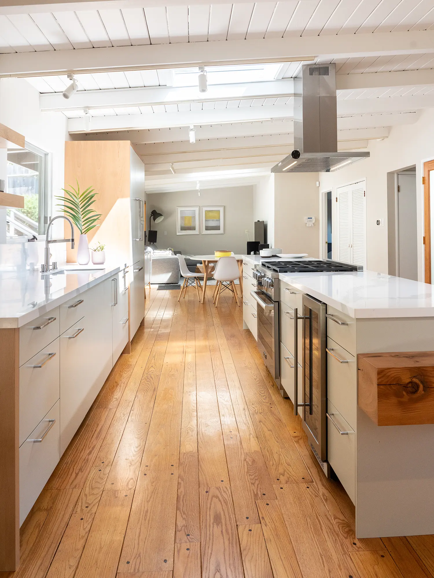 Modern minimalist white and natural alder kitchen isle, Oakland ca 008