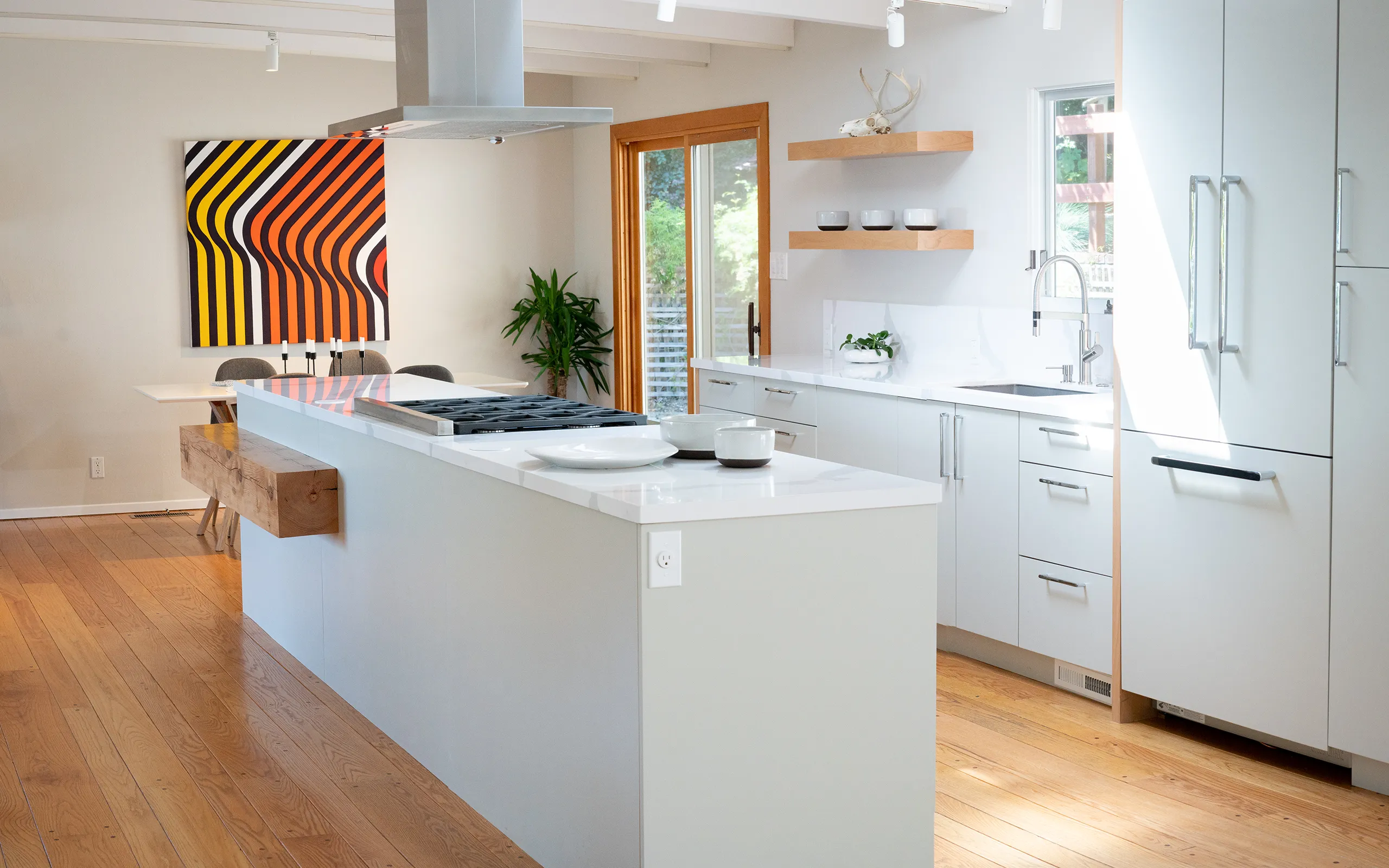 Modern minimalist white and natural alder kitchen, Oakland ca 012