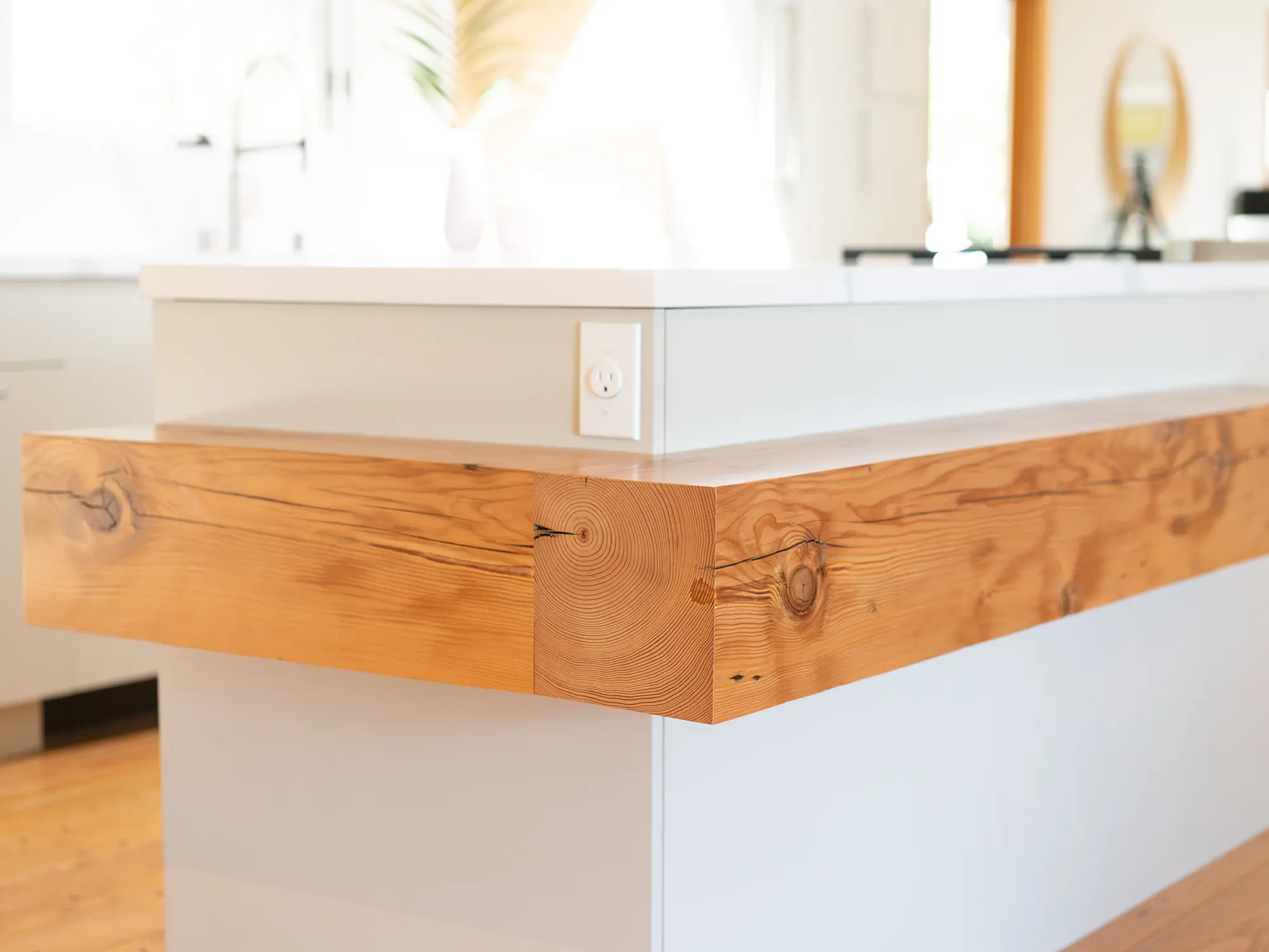 Modern minimalist white and natural alder kitchen recycled beam, Oakland ca 022