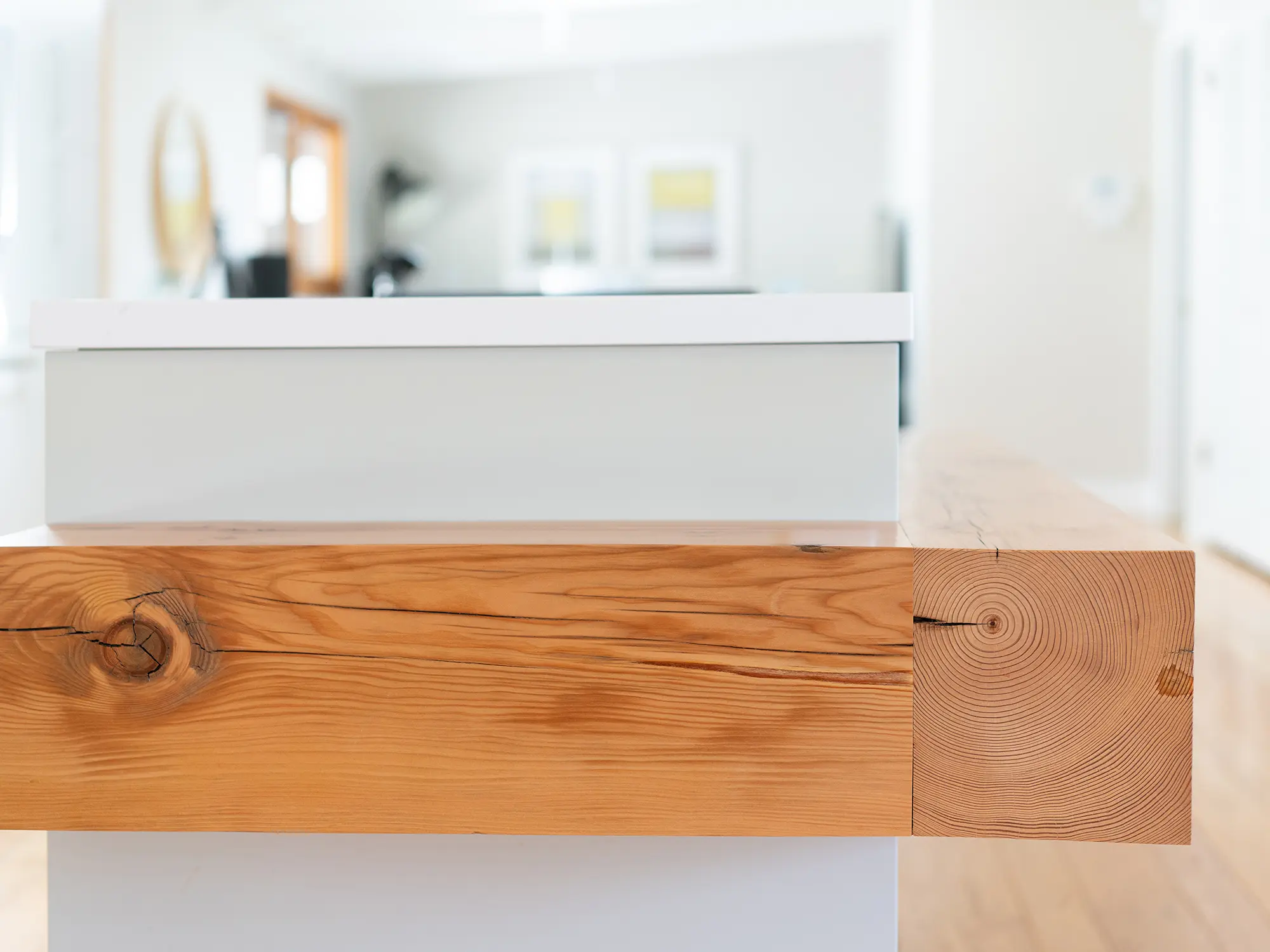 Modern minimalist white and natural alder kitchen recycled beam, Oakland ca 023