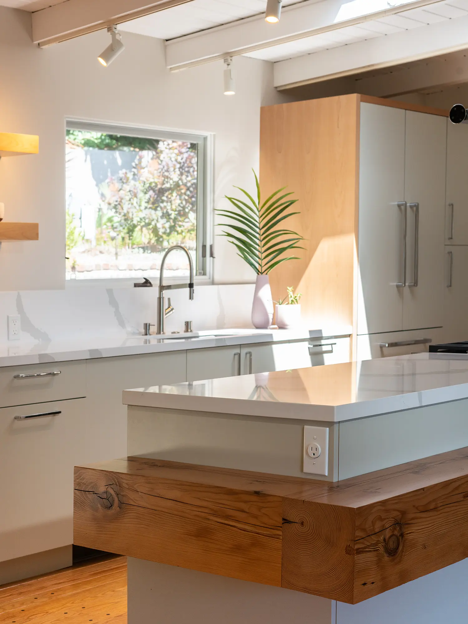 Modern minimalist white and natural alder kitchen sink, Oakland ca 006