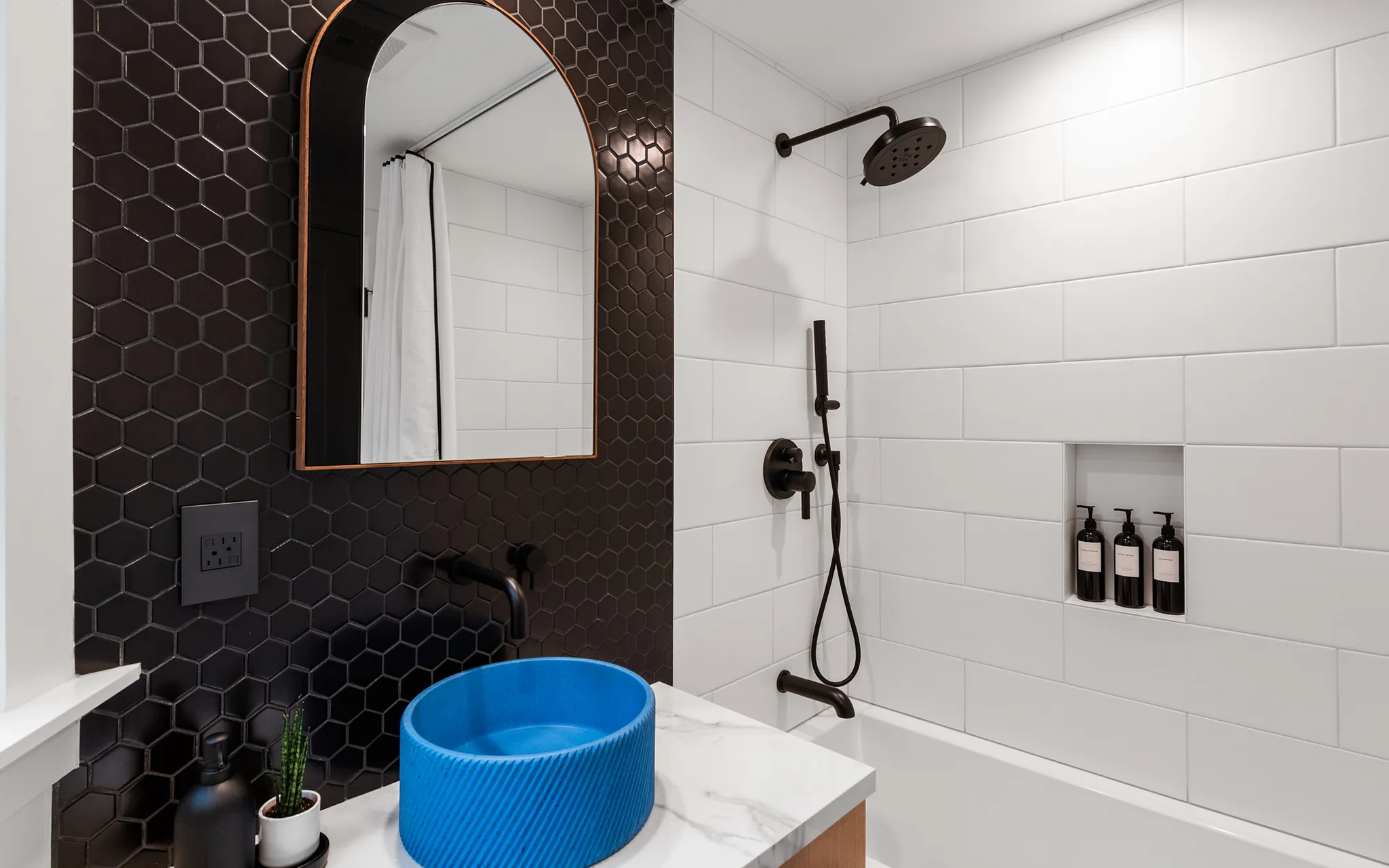 Contemporary black and white bathroom, Berkeley ca 013