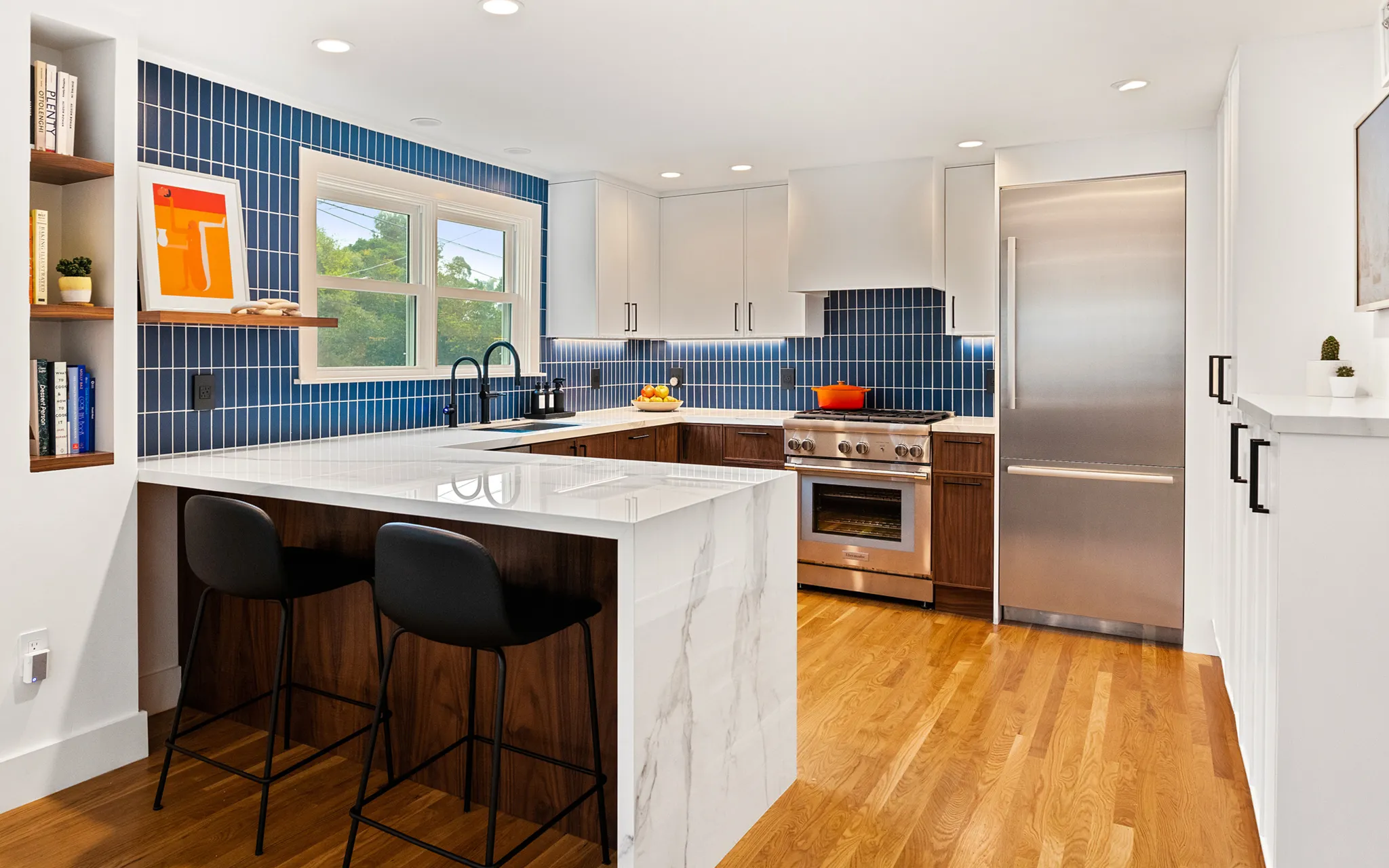 Contemporary kitchen blue backsplash, Berkeley ca 001