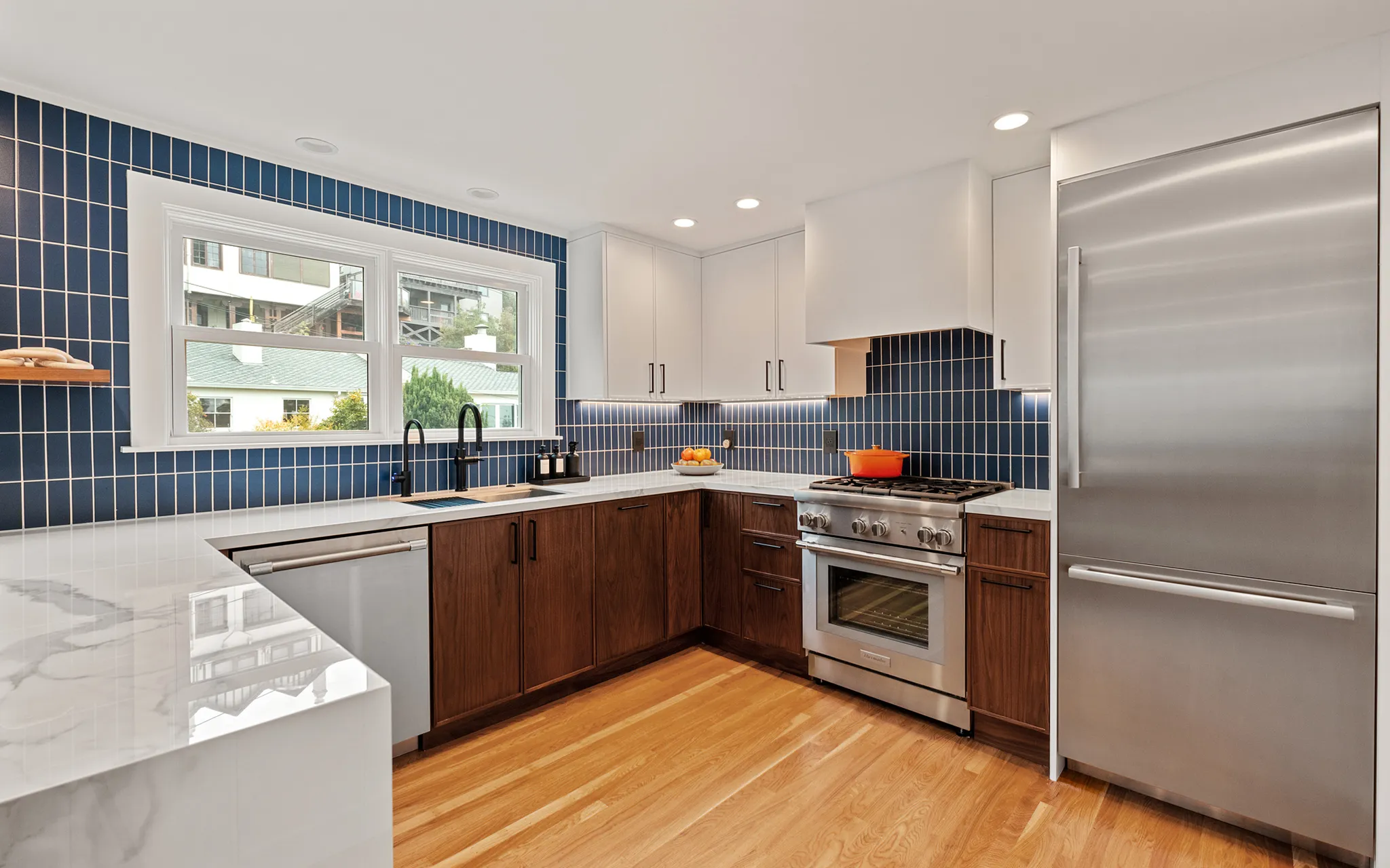 Contemporary kitchen blue backsplash, Berkeley ca 004