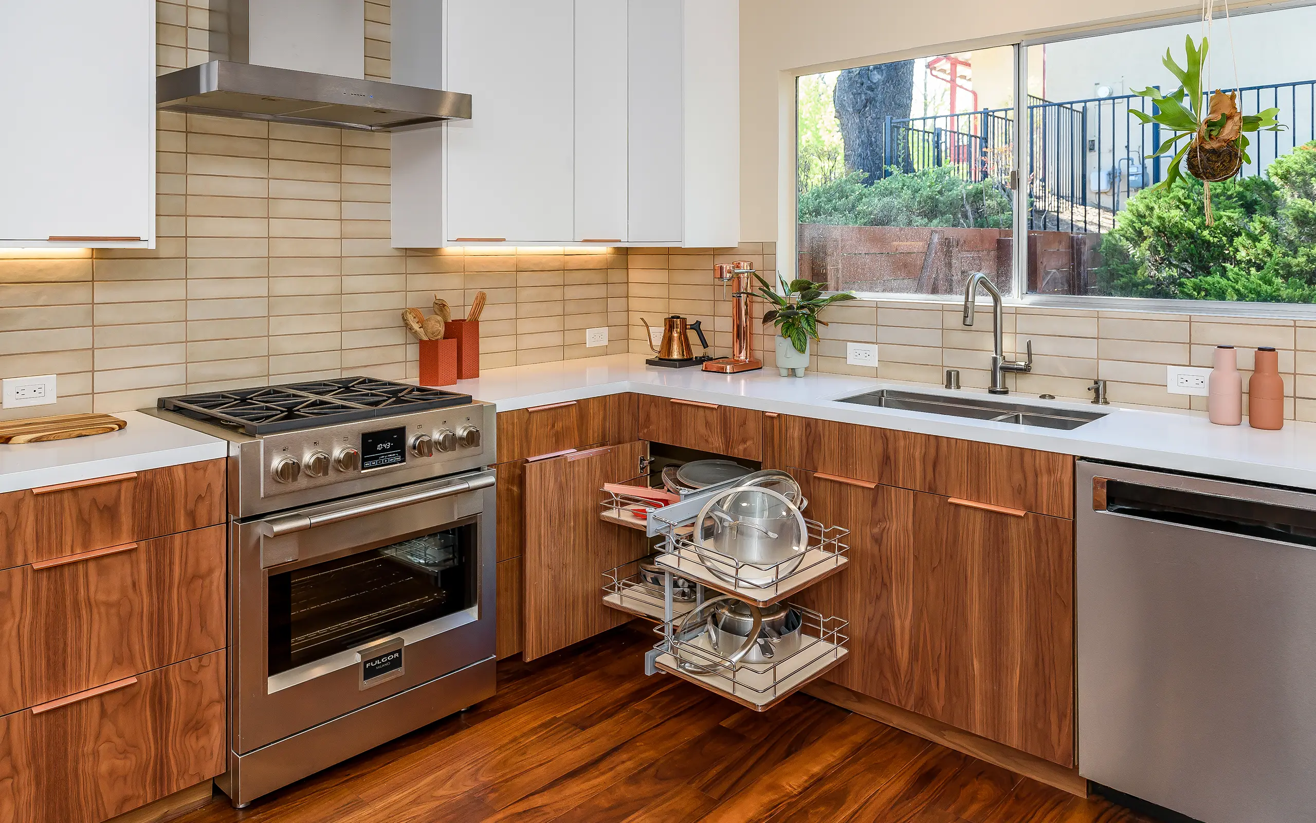 Mid-century modern magic corner kitchen cabinet, Oakland ca 012