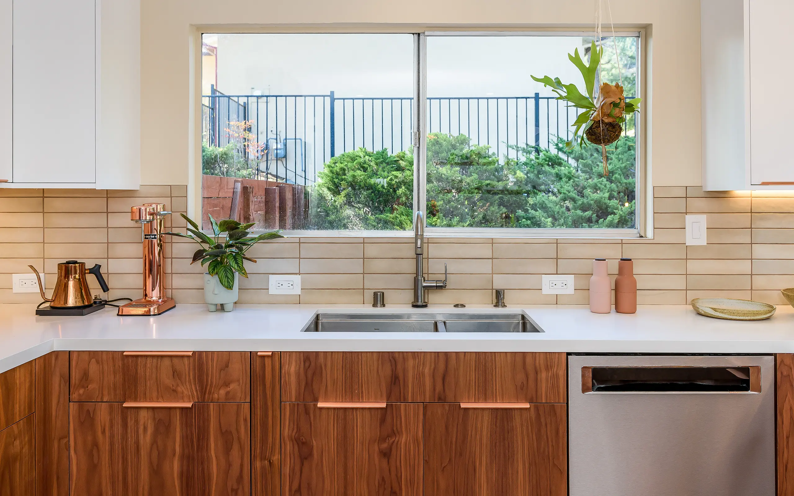 Mid-century modern smart kitchen sink with window, Oakland ca 008