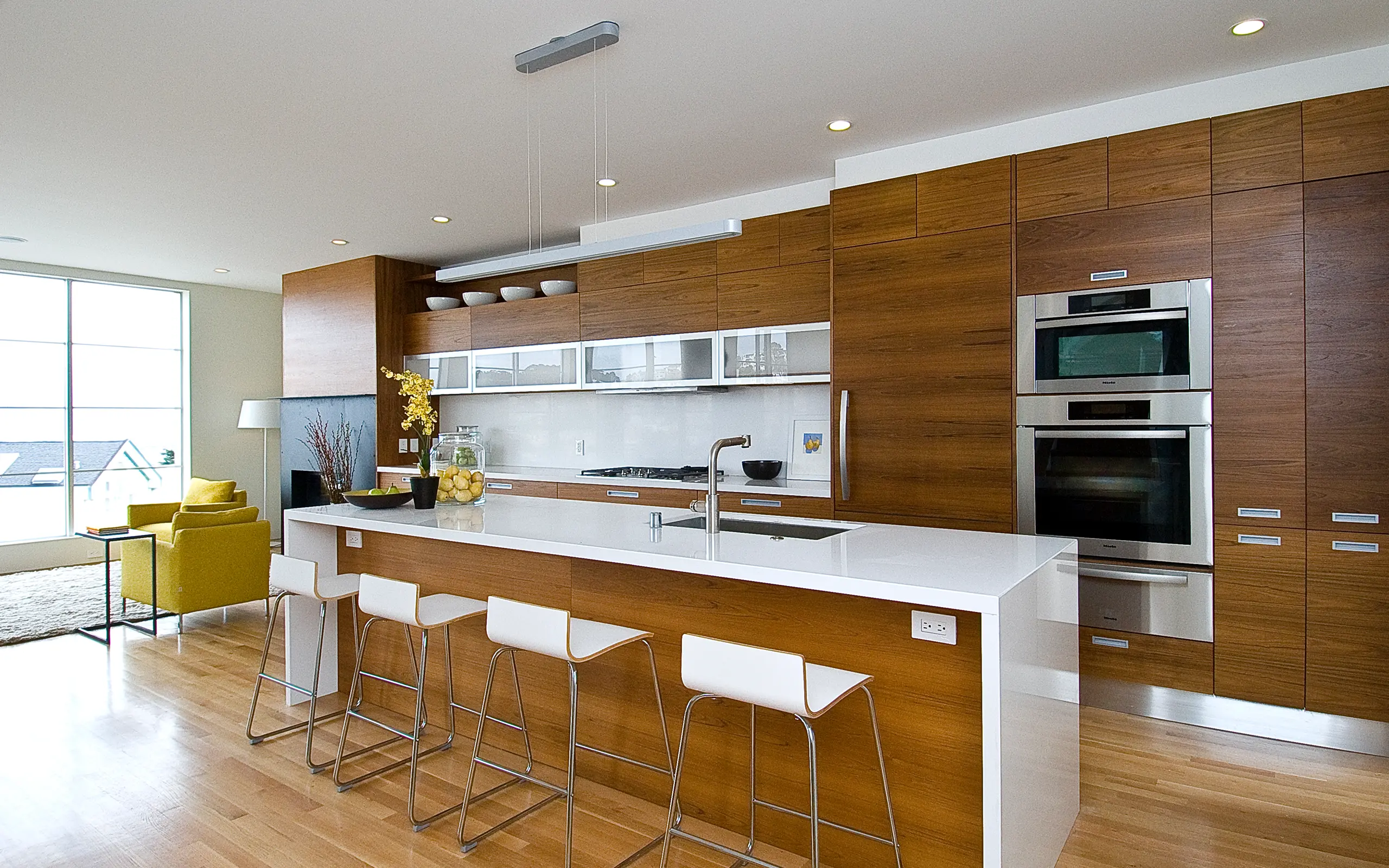 Modern teak veneer kitchen cabinet, San Francisco ca 003