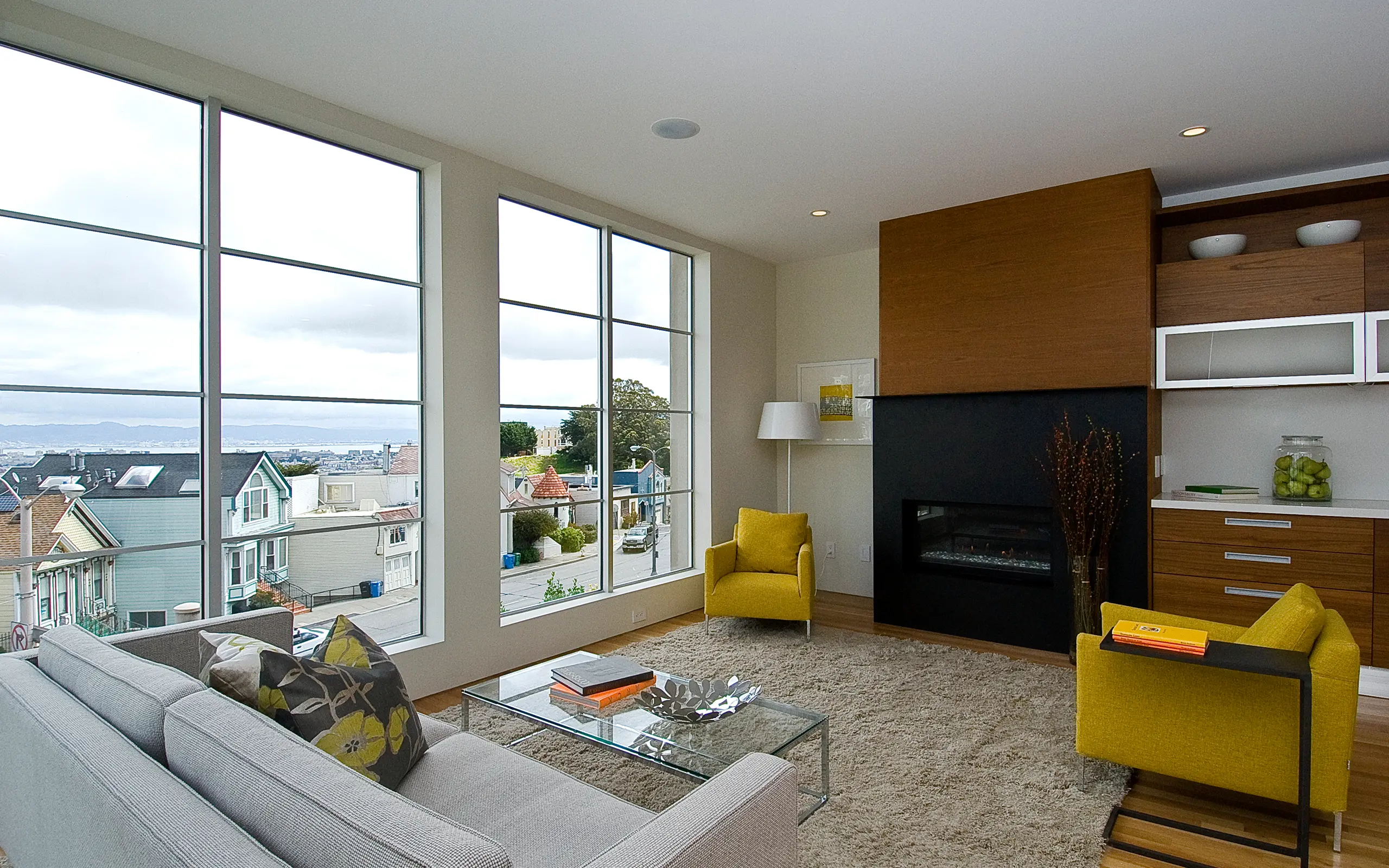 Open modern kitchen with adjacent fireplace, San Francisco ca 008