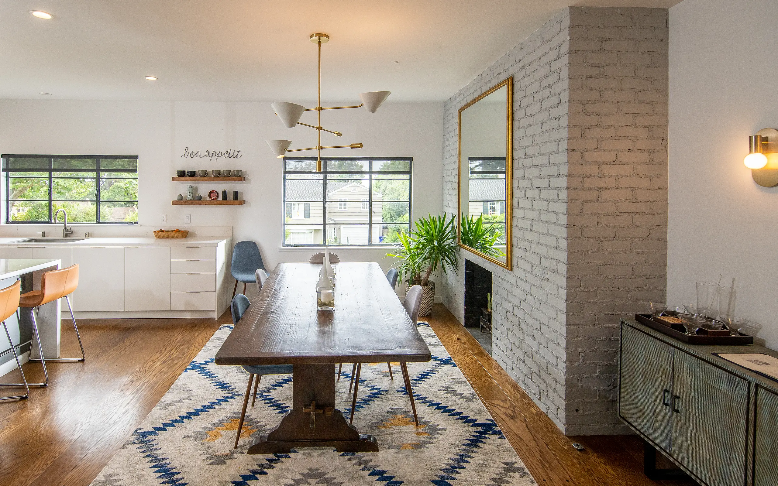 Open transitional kitchen and dining area, Piedmont ca 023