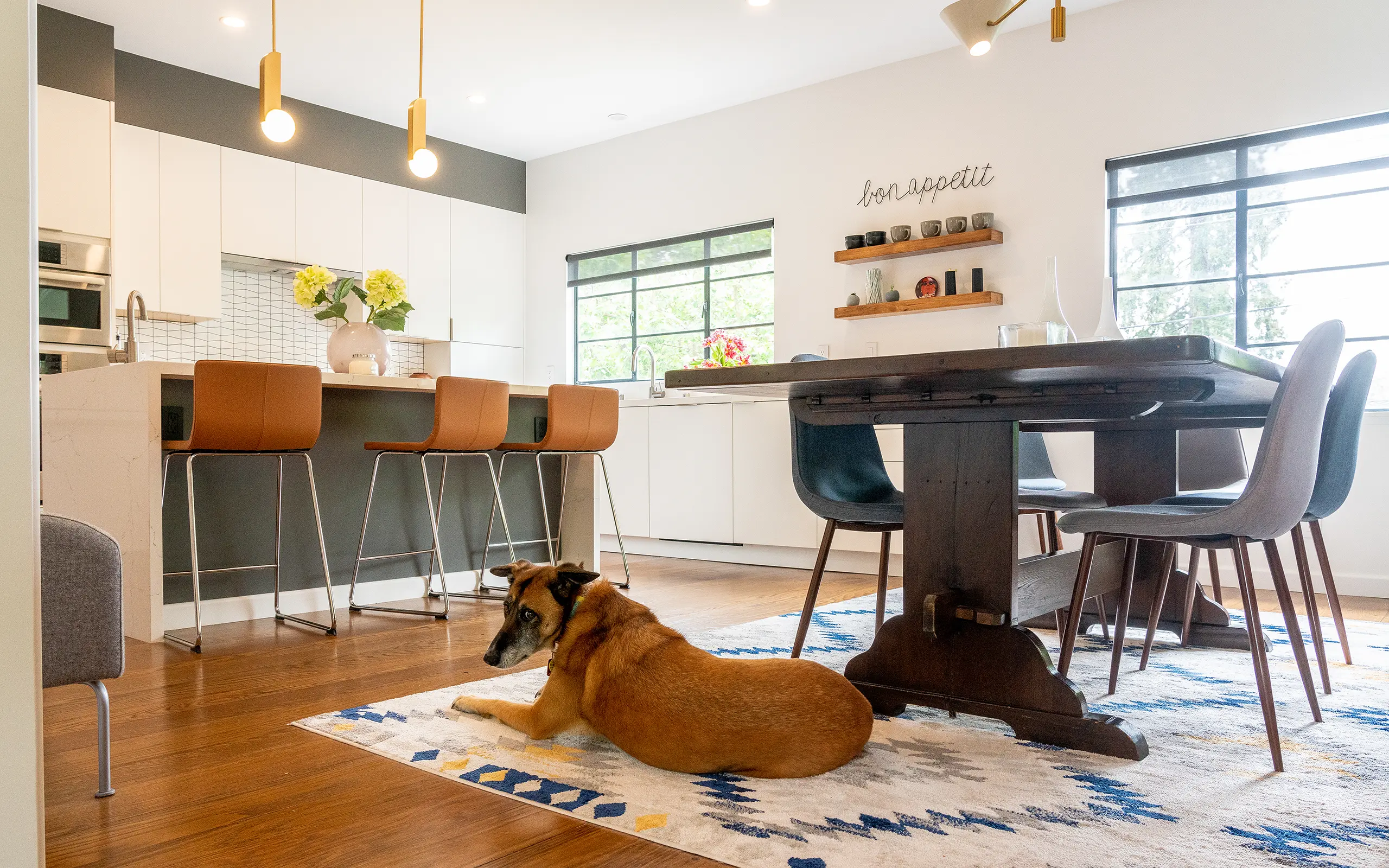 Trestle dining table fits well on a contemporary kitchen, Piedmont ca 003