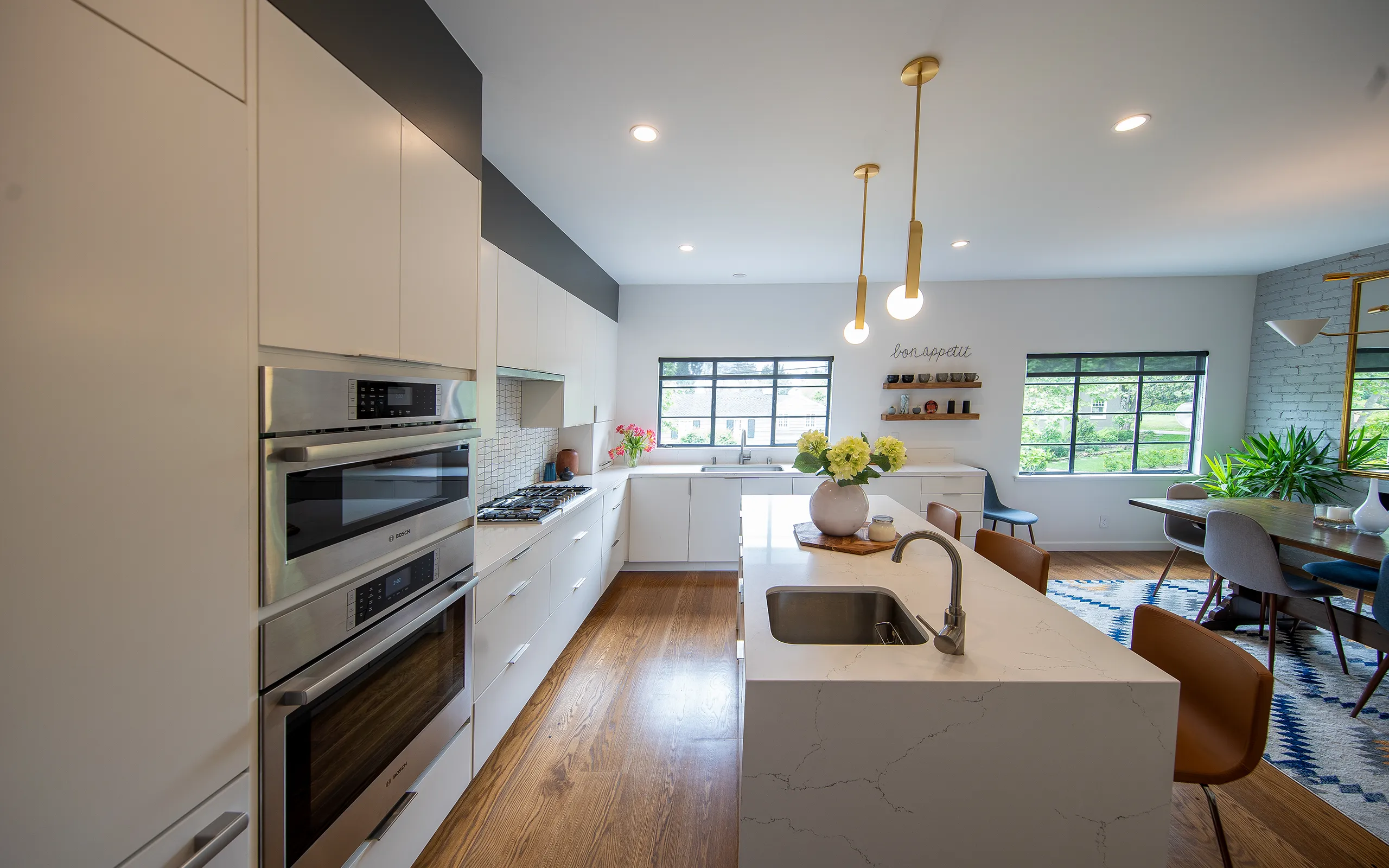 White transitional kitchen alley, Piedmont ca 010